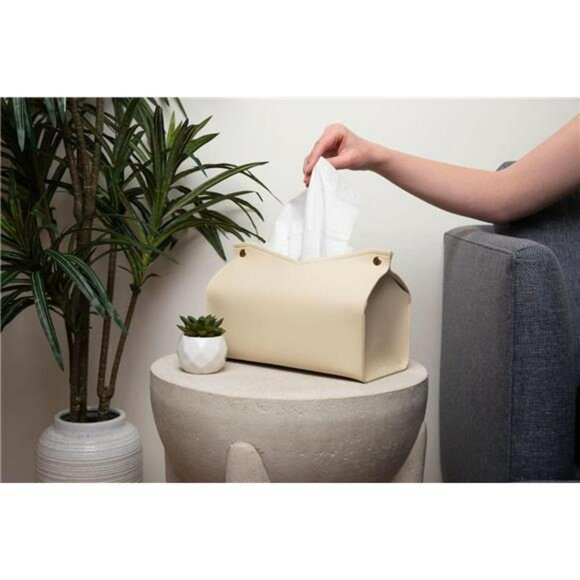 Rectangular leather tissue box cover decorative tissue holder for home office ca - Picture 7 of 8